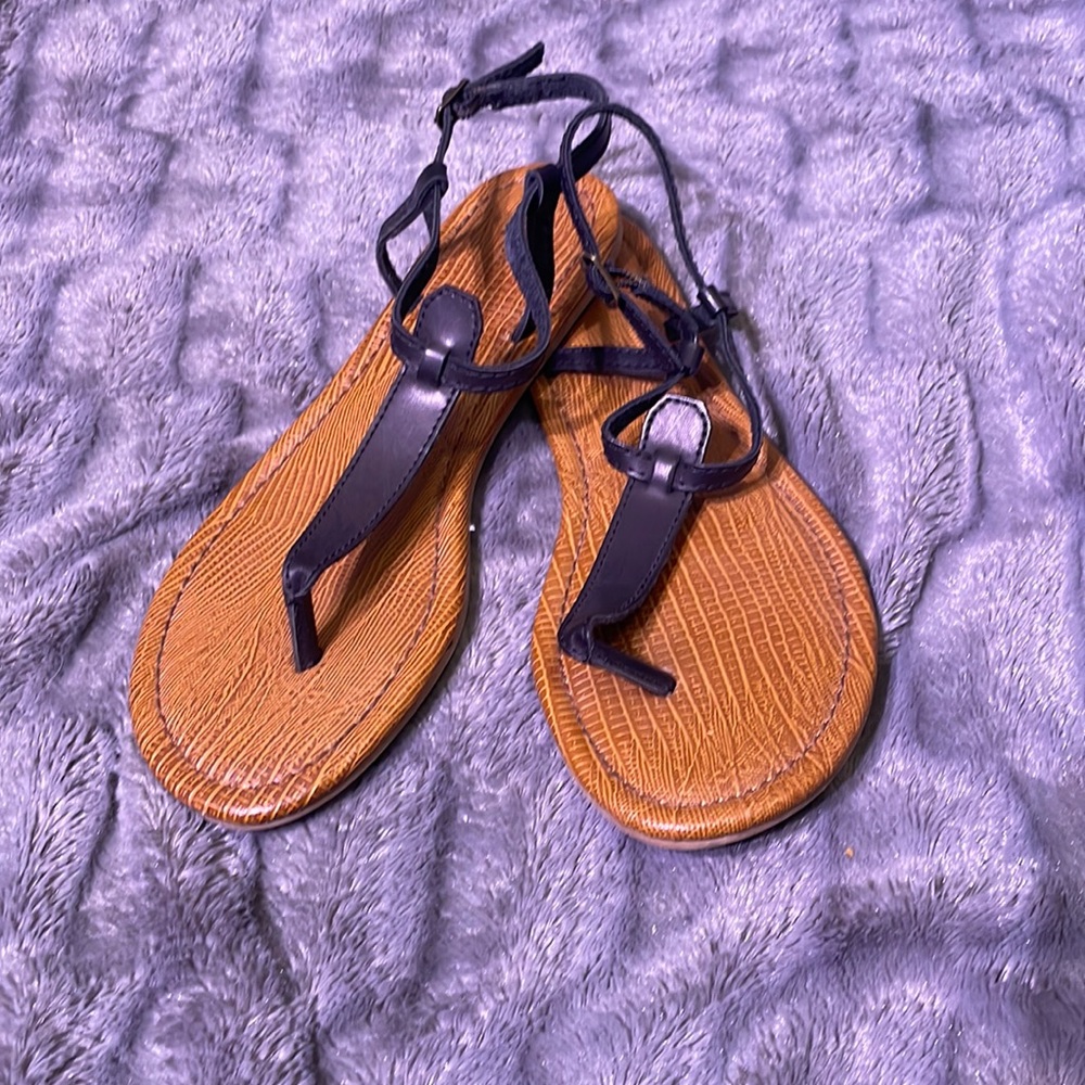 Black and brown strap sandals